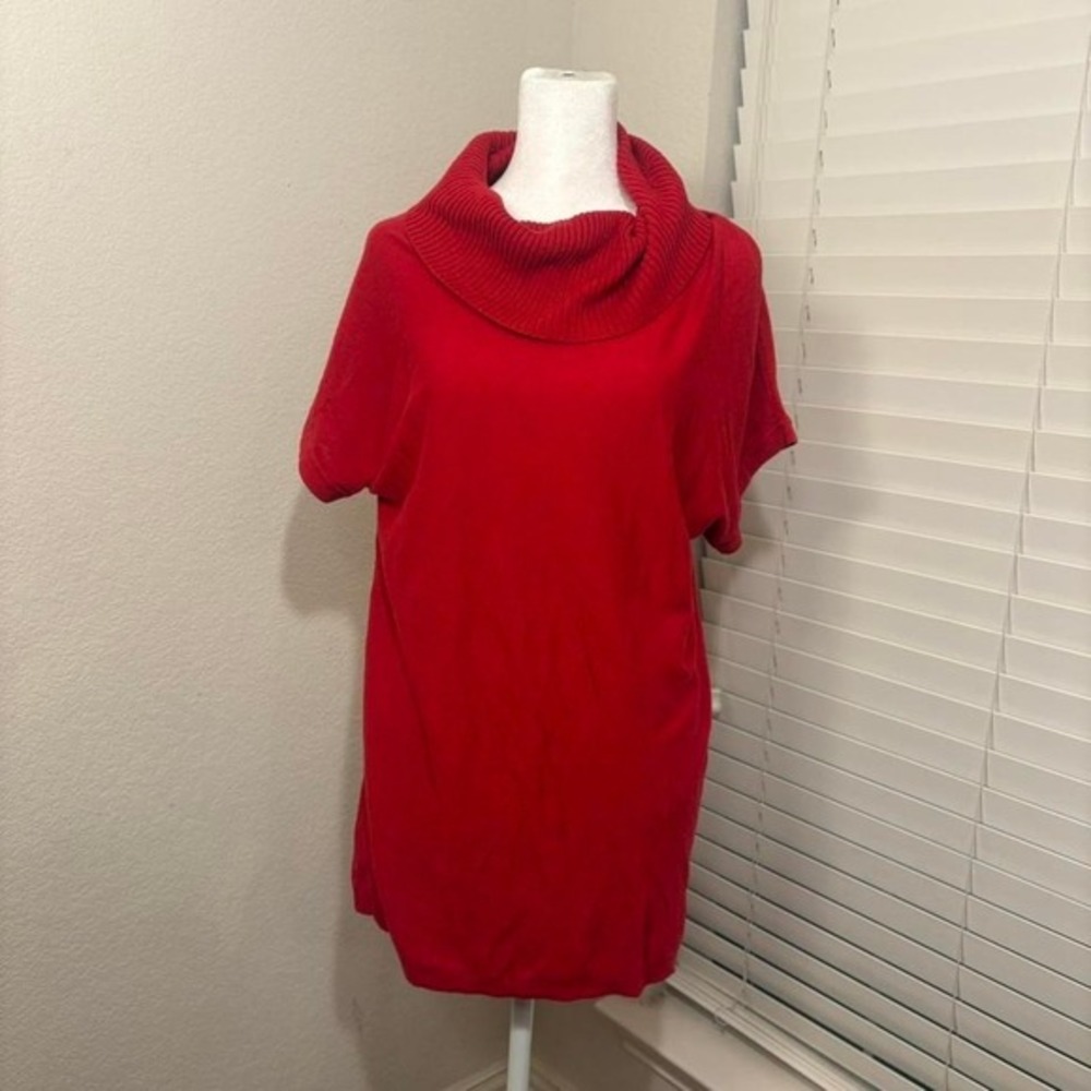 Vince Camuto XS red cowl neck turtleneck oversized‎ sweater dress
